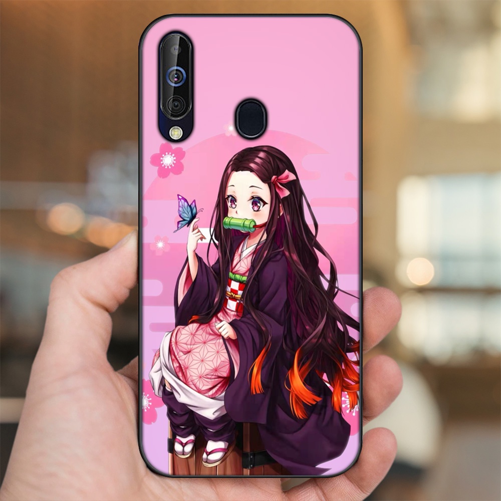 Ốp lưng Samsung A8s, A60, M30 viền đen in hình Nezuko Kimetsu no Yaiba