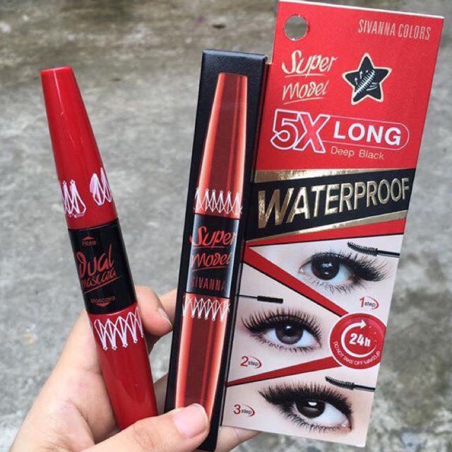 MASCARA NỐI MI 2 ĐẦU SUPER MODEL 5X LONG DEEP BLACK SIVANNA