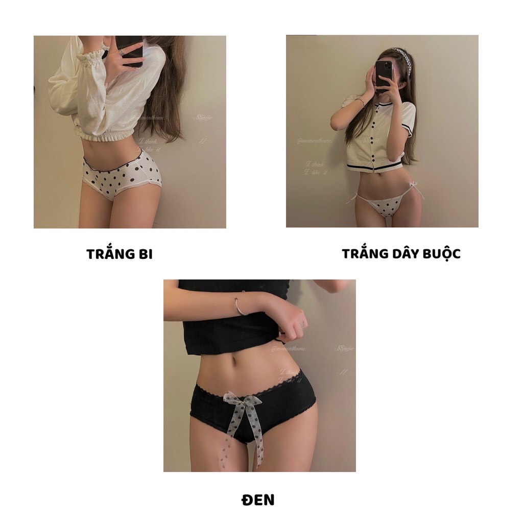 Quần Lót Nữ - Quần Lót Nữ cotton thiết kế họa tiết chấm bi đính nơ điệu đà sexy DAN STORE MÃ H004