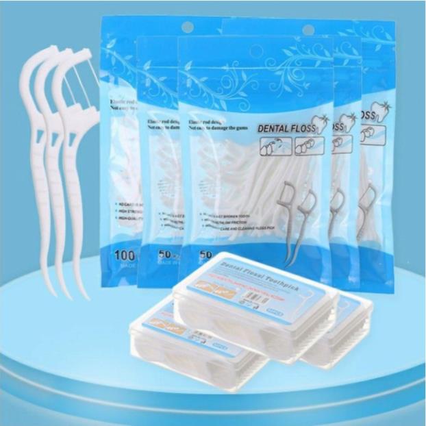 Tăm Chỉ Nha Khoa 🍀FREESHIP🍀Hộp 50 Cái - Tiệt Trùng,Vệ Sinh Răng Miệng Chất Lượng Cao