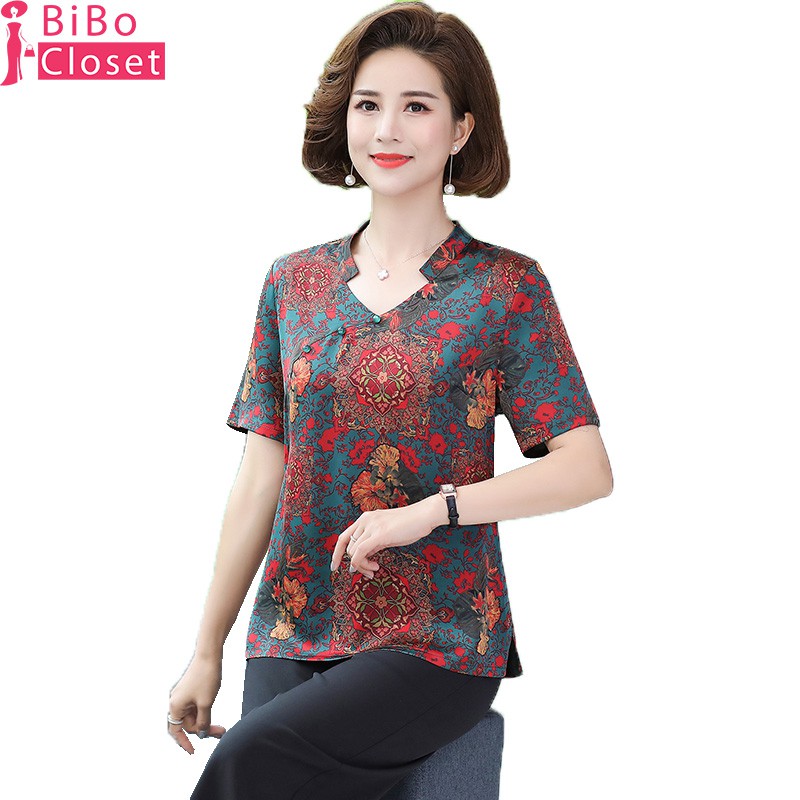 #H842 ÁO LỤA CỔ CÁCH TÂN XUẤT SẮC, CỘC TAY,QUÀ TẶNG Ý NGHĨA CHO MẸ, MẪU MỚI QUẢNG CHÂU HOT NHẤT 2021