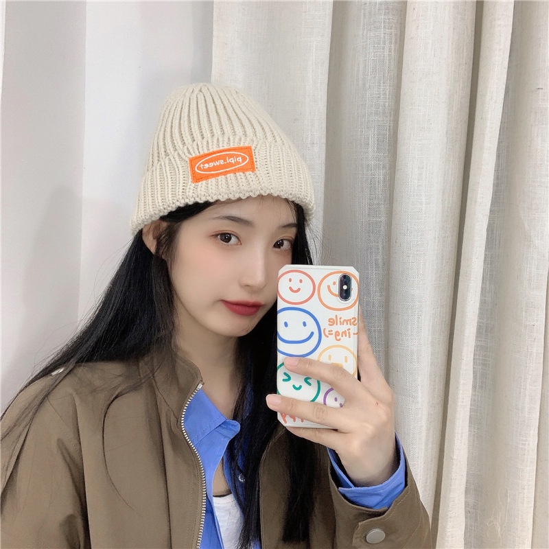 Mũ len mềm mại in chữ thời trang Hàn Quốc dành cho nữ