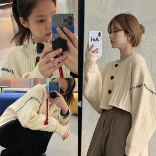 Blackpink Jennie Áo khoác cardigan dáng rộng phong cách Hàn Quốc xinh xắn nữ tính