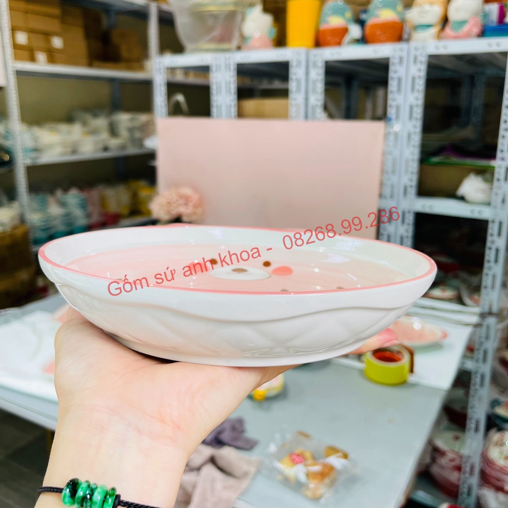 Chén Dĩa Dễ Thương Đĩa Sứ Set Bát Đĩa Decor Bát Ăn Cơm Chén Sứ Đẹp Bộ gấu hồng trang tri đồ ăn xinh yêu.