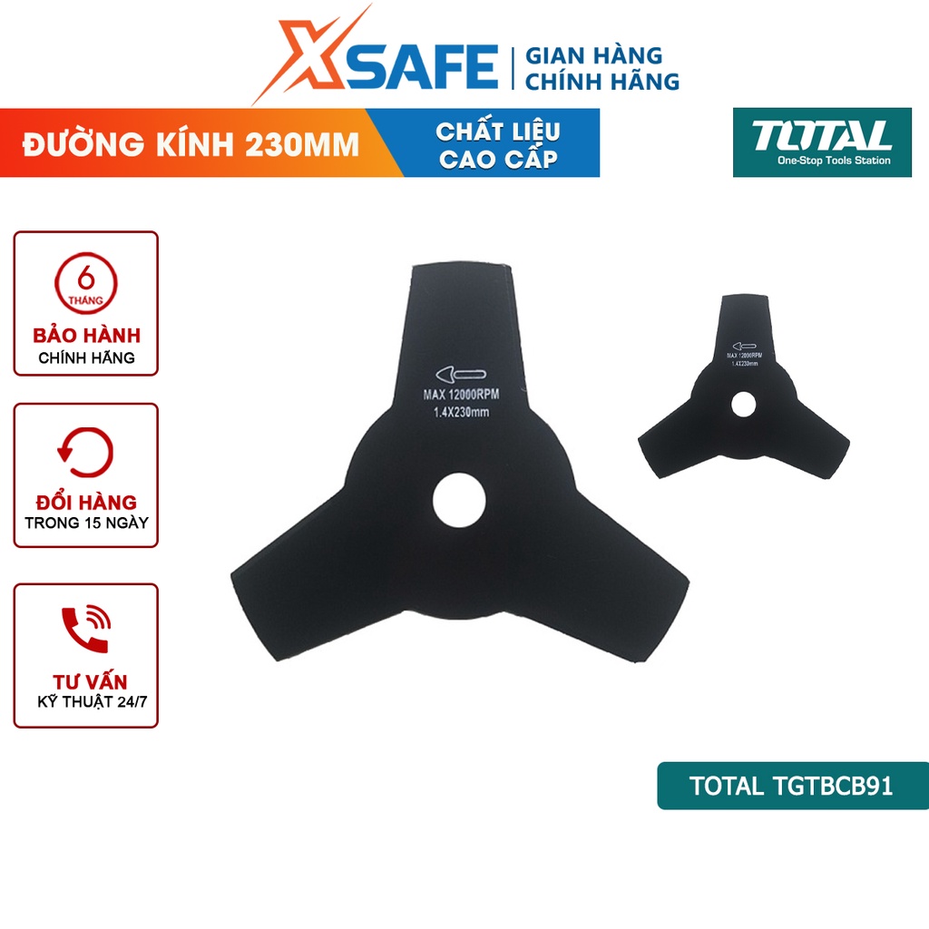 Lưỡi cắt bụi rậm TOTAL TGTBCB91 cắt cỏ đường kính lưỡi 230mm (9&quot;), gồm 3 lưỡi cắt - Chính hãng [XSAFE]