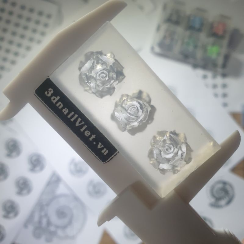 Khuôn charm "3d-nail " - Mẫu 3 Hoa hồng 4d