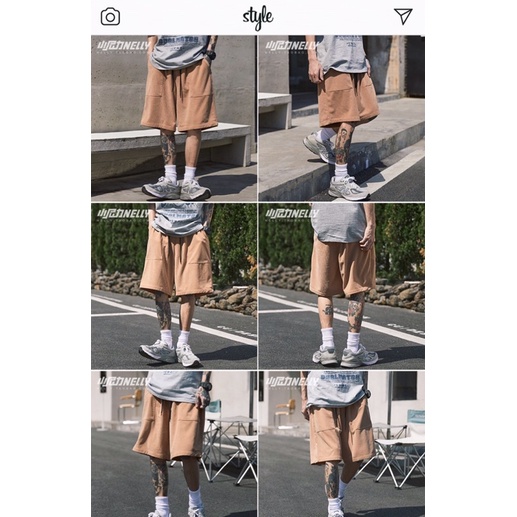 Quần đùi nelly nỉ chất dày dặn sale (có sẵn) vân dọc trơn