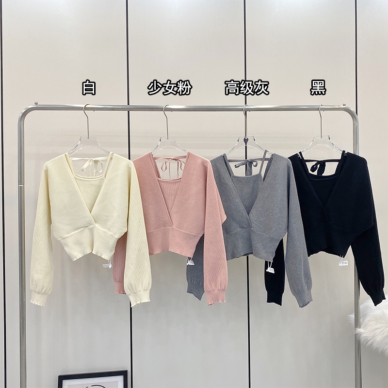 Áo sweater tay dài hở vai ôm eo phong cách thời trang Pháp
