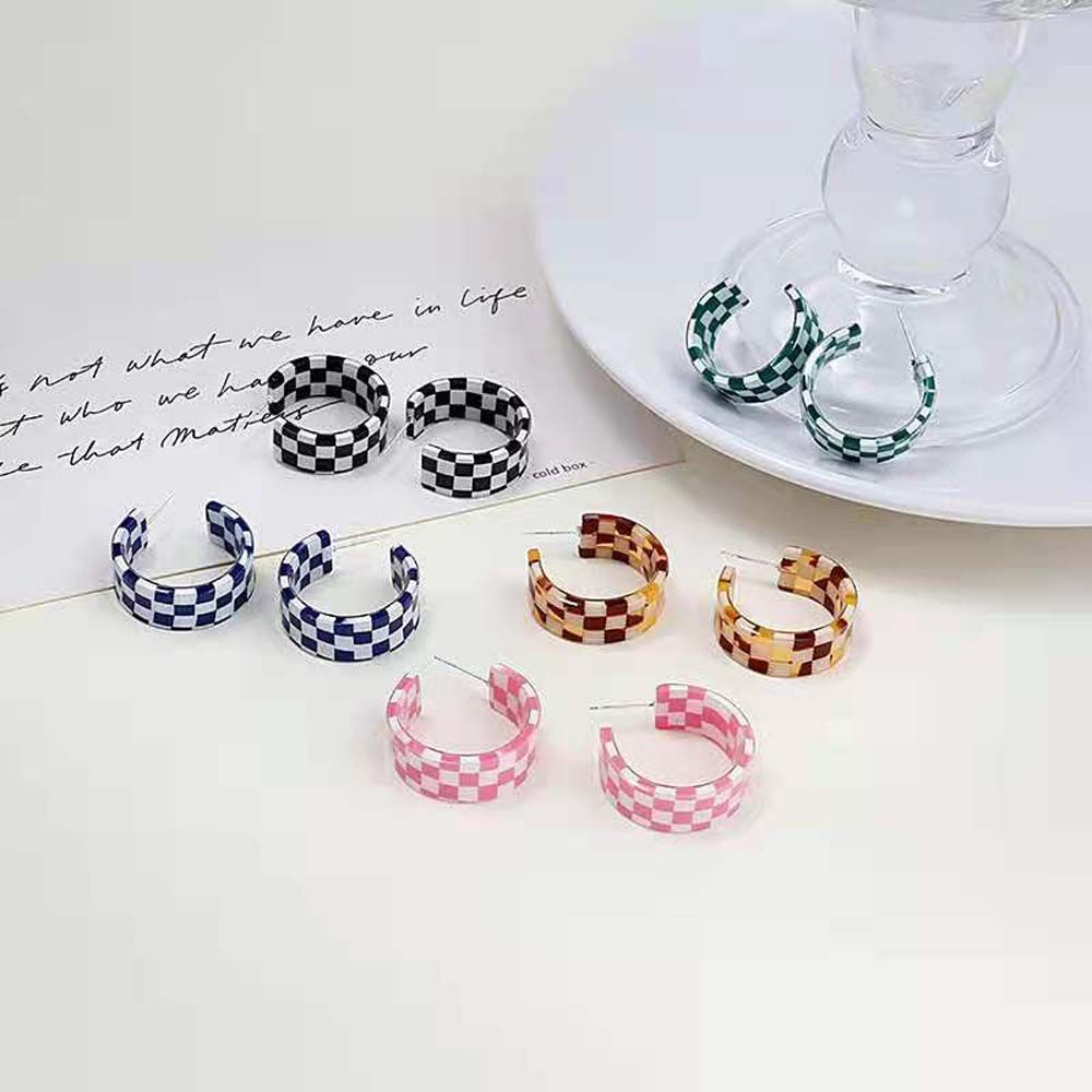 Bông tai hình chữ C bằng acrylic phong cách Hàn Quốc cổ điển thời trang cho nữ