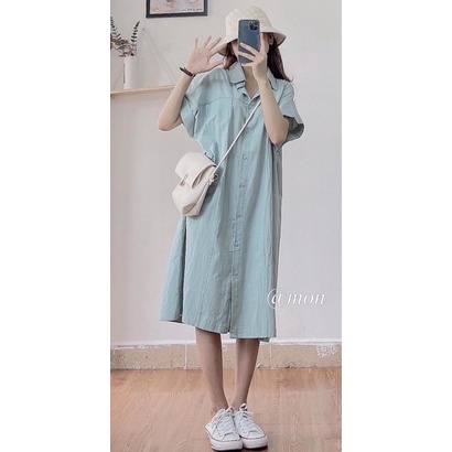 Váy Sơ Mi Tay Ngắn 2 Màu
