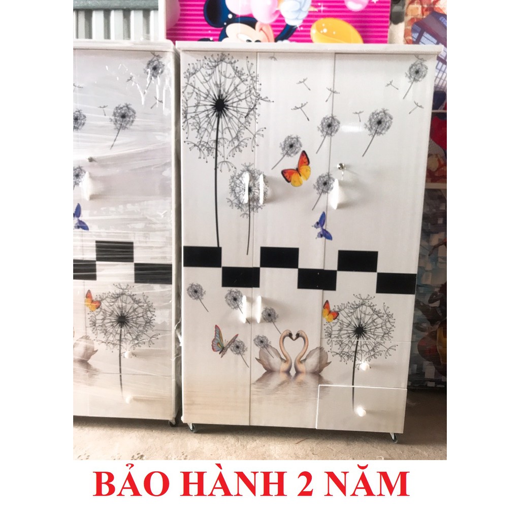 Tủ quần áo in hình 3D, nhựa cao cấp, kích thước cao 1m7 ngang 1m05 bảo hành 2 năm