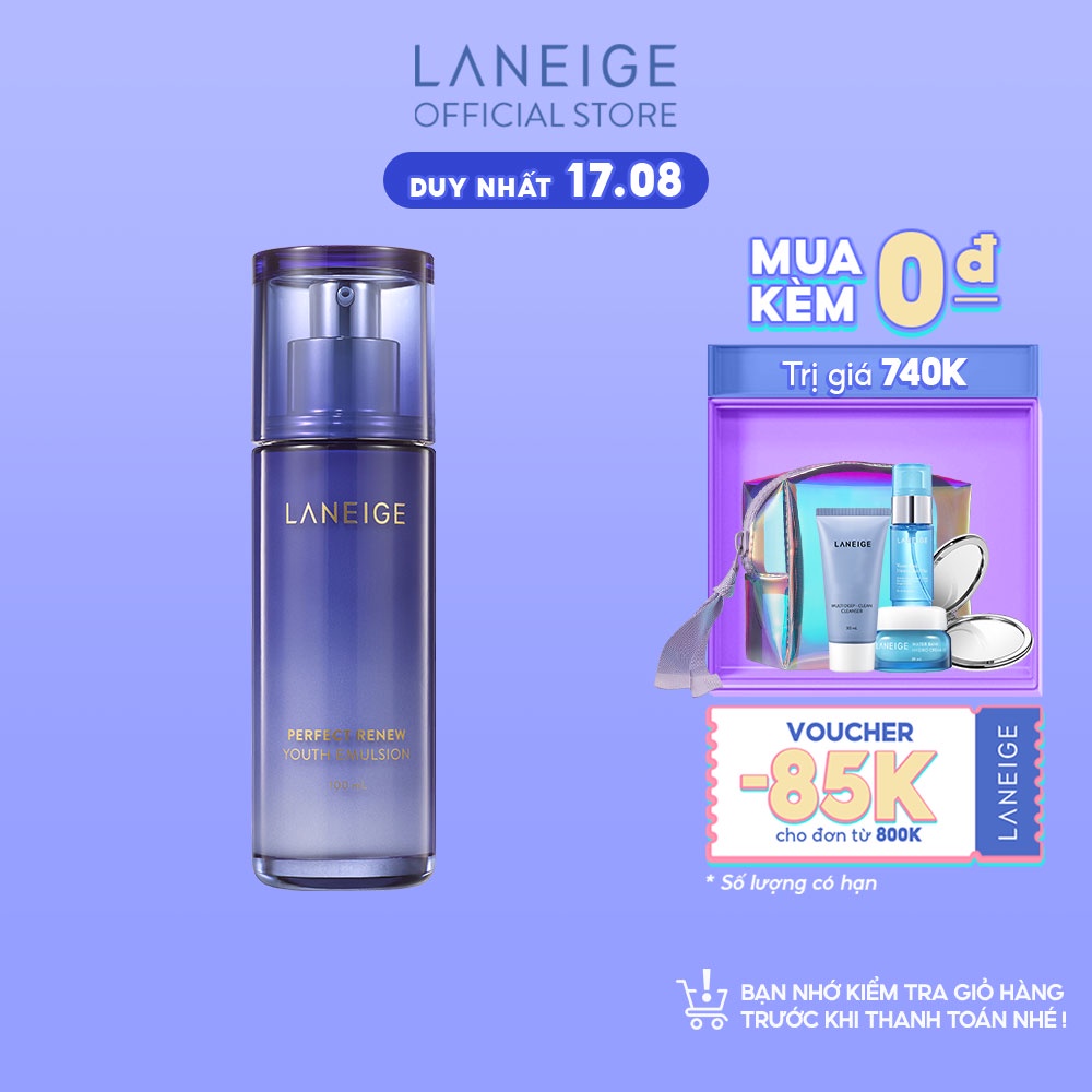 [Mã FMCGMALL -8% đơn 250K] Sữa dưỡng giúp ngăn ngừa lão hóa LANEIGE Perfect Renew Youth Emulsion 100ml