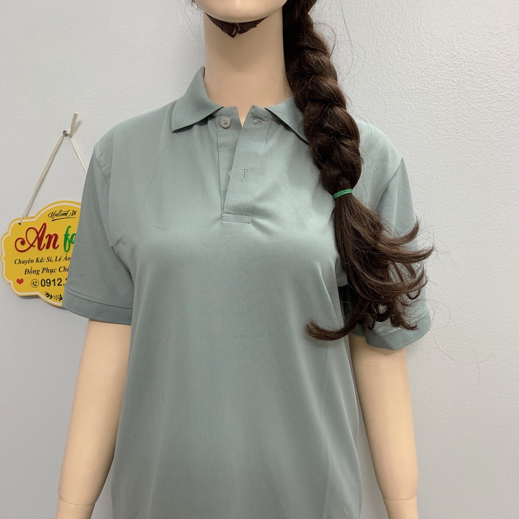 Áo polo màu xám vải poly Thái cao cấp cho nam nữ _ Hình chụp thật
