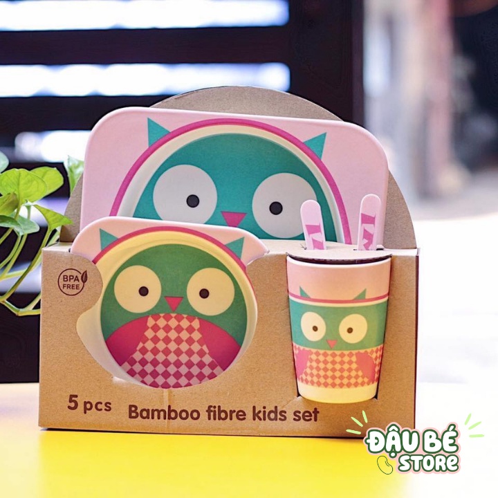 Bát Ăn Dặm Cho Bé Đủ Hình Ngộ Nghĩnh Cao Cấp - Gồm 5 Món Bát Khay Cốc Thìa Dĩa - Daube - Ad001
