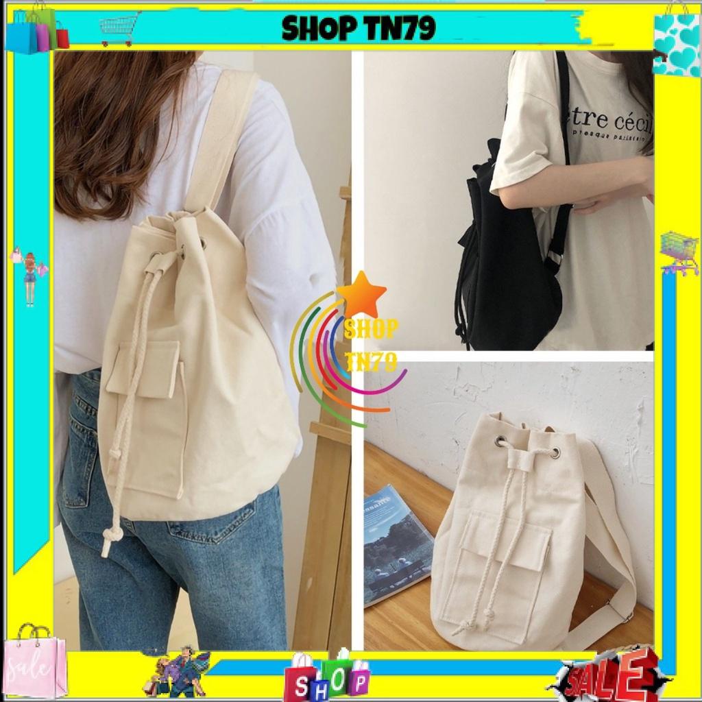 TÚI TOTE BALO ĐEO CHÉO DÂY RÚT UNISEX NAM NỮ VẢI CANVAS ĐI HỌC ĐI CHƠI CHECKING CAFE DC11