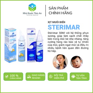 Xịt muối biển sterimar - pháp giúp làm sạch, giảm nghẹt mũi, sung huyết