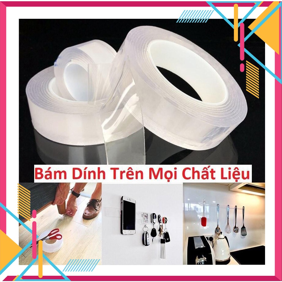 Cuộn băng dính đa năng trong suốt 2 mặt dán trên mọi bề mặt