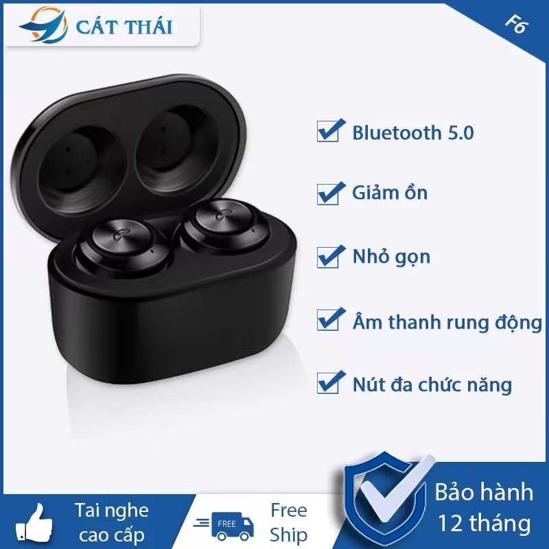 Tai Nghe Bluetooth Không Dây Nhét Tai Chống Ồn Có Mic Đàm Thoại Âm Thanh Hifi Chất Lượng – 5.0 F6