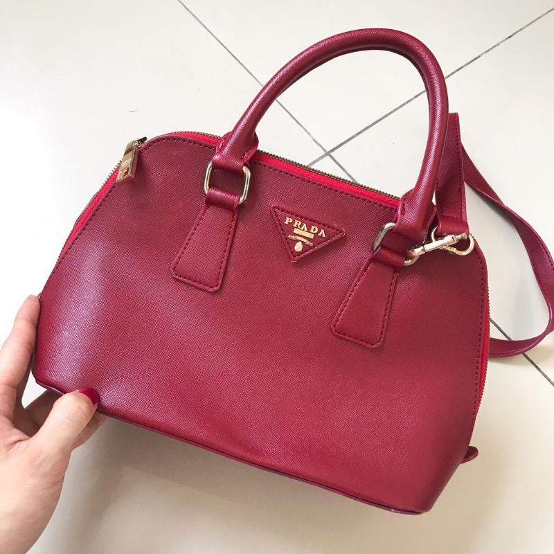 Preloved PRADA ALMA MINI Túi Màu Đỏ