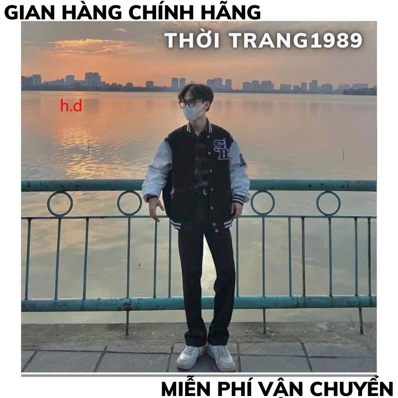 Áo Khoác Bomber Jacket Dù   Form Rộng Phối Chữ Nam Nữ Ullzang Unisex ,áo khoác hàn quóc THỜI TRANG 1989