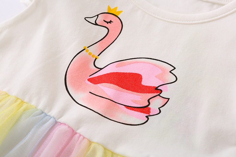 Bộ Đầm Họa Tiết Thiên Nga Cho Bé Gái