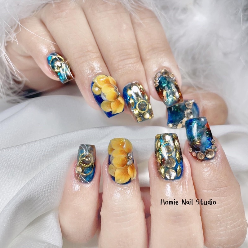 Hoa bột nail gắn móng tay chân ảnh shop chụp