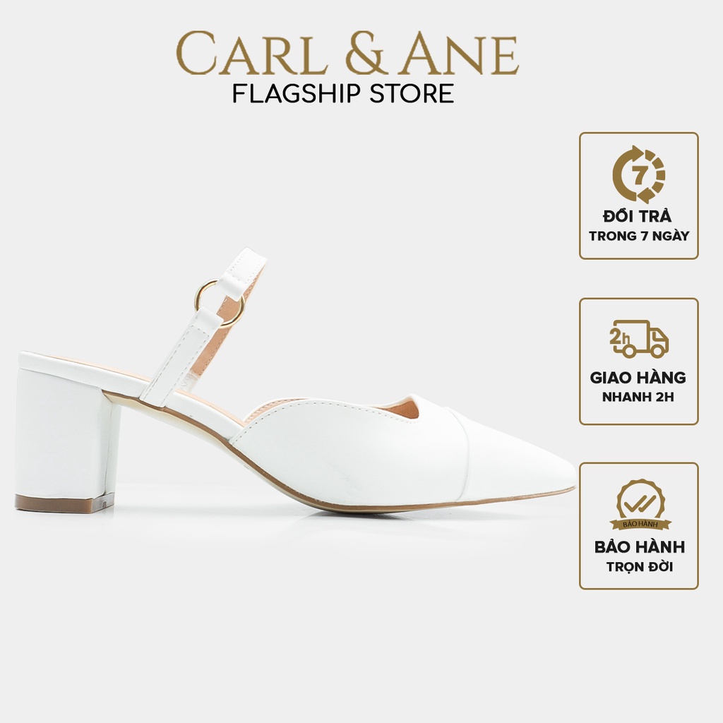 Carl & Ane - Giày cao gót Carl & Ane 2022 vuông mũi nhọn thời trang công sở cao 5cm màu nude - CL024