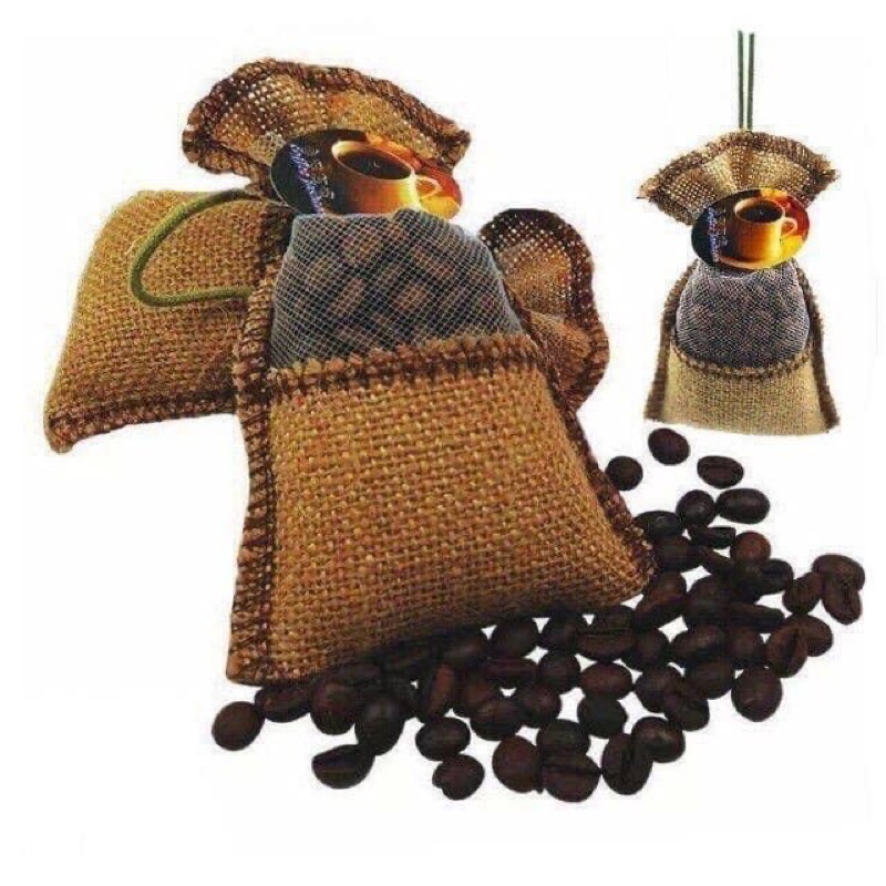 Túi Thơm Treo Xe FREESHIP Túi Thơm Phòng, Để Tủ Quần Áo - Hạt Cafe Nguyên Chất Tặng Kèm Tinh Dầu Cafe
