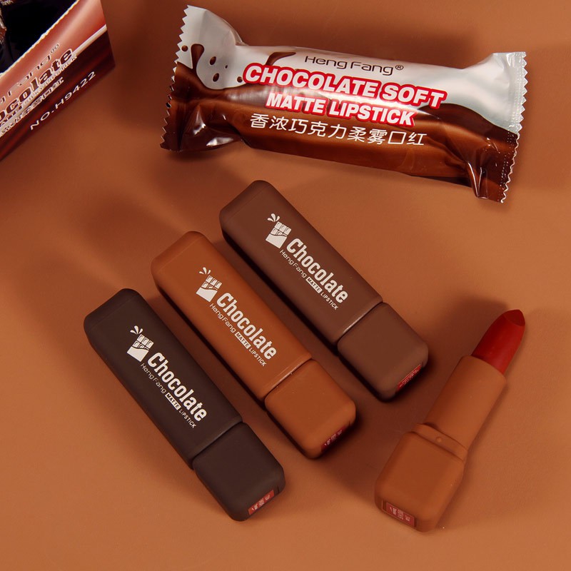 Son sáp lì HENG FANG phiên bản vỏ Chocolate soft matte lipstick siêu cute