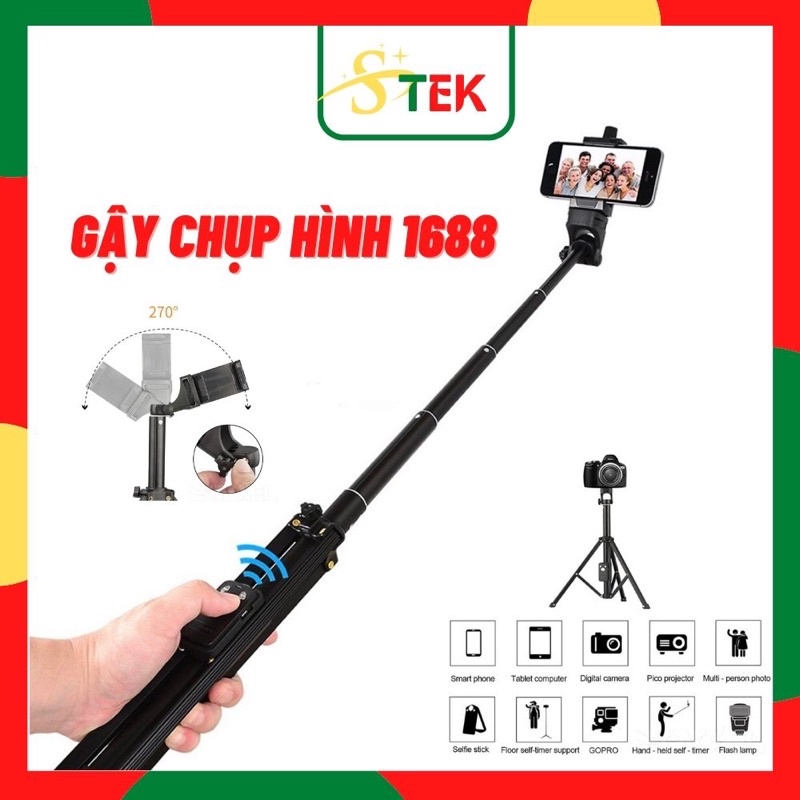 Gậy tự sướng kiêm chân đế Yunteng VCT 1688 có remote - Hỗ trợ quay phim chụp ảnh tik tok siêu đẹp