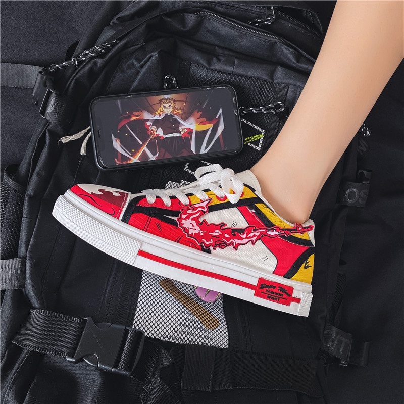 Giày Thể Thao Canvas Cổ Thấp In Họa Tiết Anime Demon Slayer-Yanzhu Thời Trang Cho Học Sinh size 35
