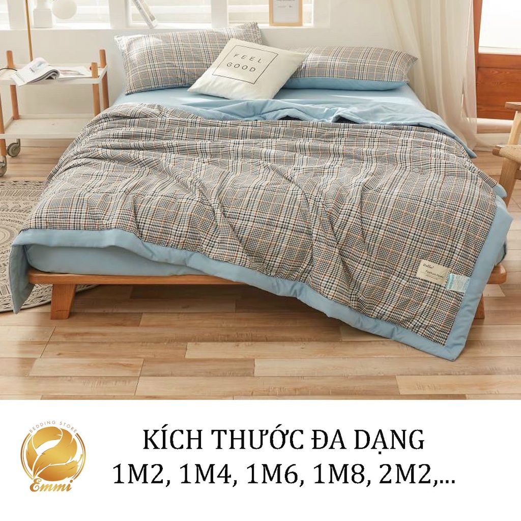 Bộ chăn ga gối cotton tici chăn trần Emmibedding Store