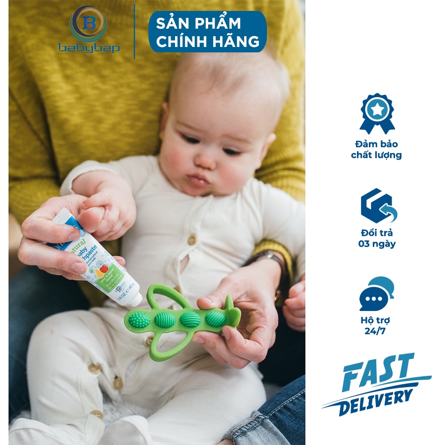 Gặm Nướu + Bàn Chải Đánh Răng 100_ silicone - Đậu Xanh Peapod Dr brown_s