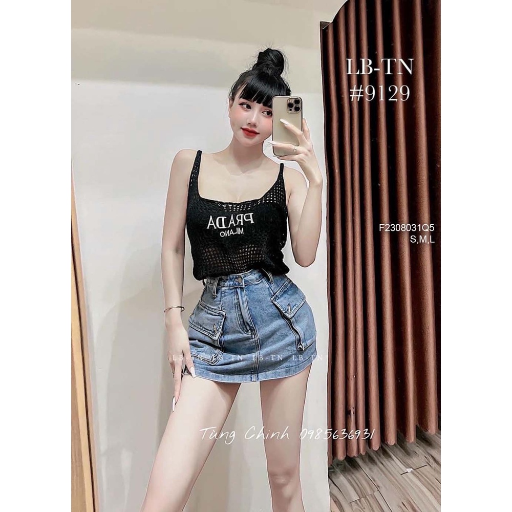 Quần váy jean đắp túi hai bên lưng cao!
