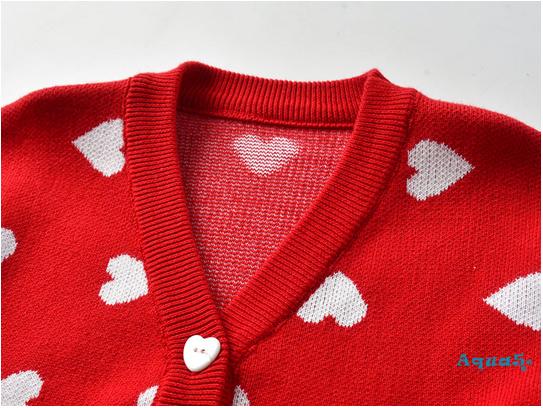 Áo Sweater Tay Dài Phối Nút In Hình Trái Tim Cho Bé Gái