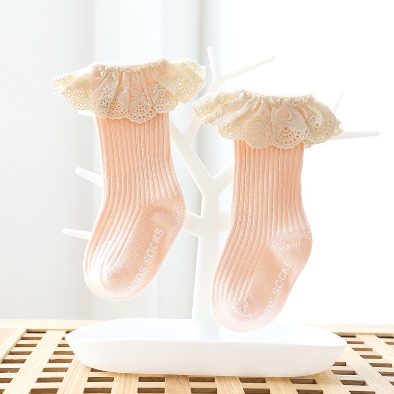 Tất gối ren bèo tiểu thư KIDS SOCKS dành cho bé 0-3 tuổi