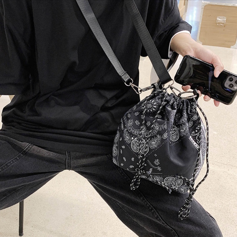 Túi Đeo Chéo Dây Rút Họa Tiết Thổ Cẩm Vintage