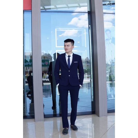 Bộ vest nam áo+ quần xanh than, vest công sở, vest cưới mẫu 1 khuy và 2 khuy, trẻ trung, lịch lãm lôi cuốn