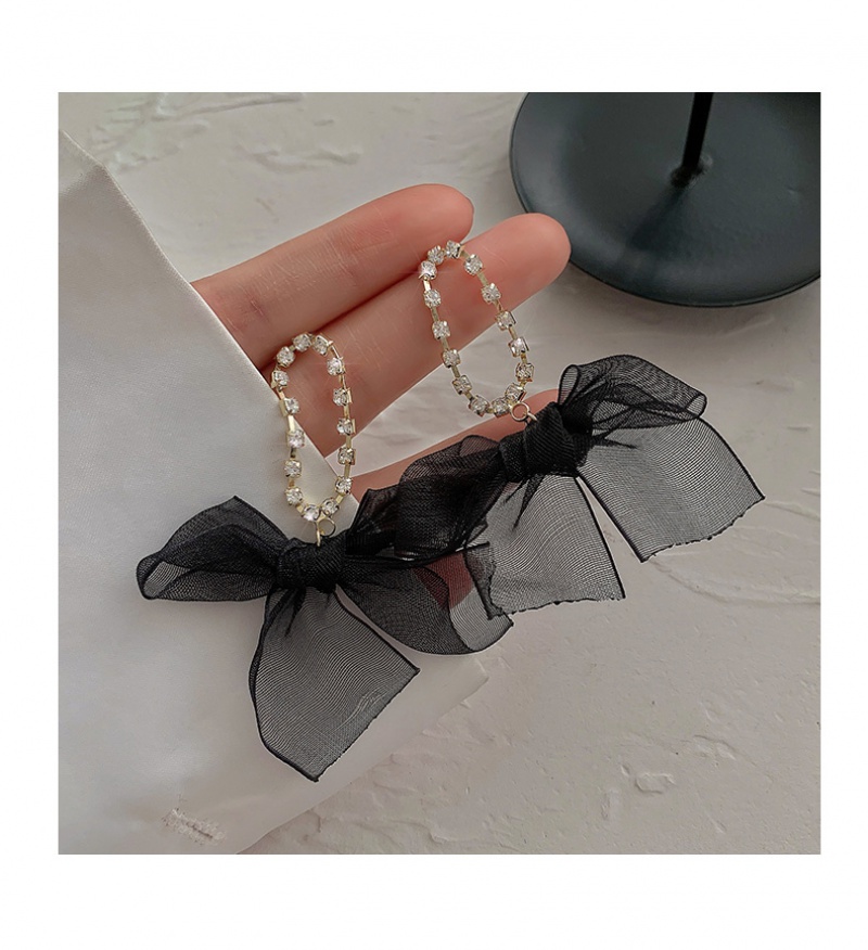 Bông tai nơ đính đá nhân tạo thời trang dành cho nữ