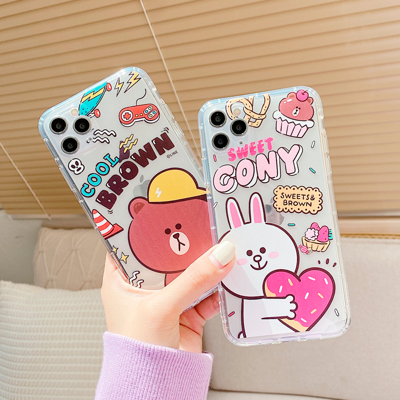 Ốp Lưng In Hình Gấu Brown Và Thỏ Cony Đáng Yêu Cho Xiaomi Redmi Note 5 Pro Note 6 Pro Note 7 Pro 7s Note 8 Pro Note 9s 9a Poco X3