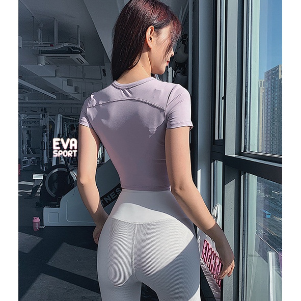 Áo tập gym yoga, chạy bộ nữ cá tính vải Polyester cao cấp thông thoáng co dãn 4 chiều thấm hút mồ hôi Evasport