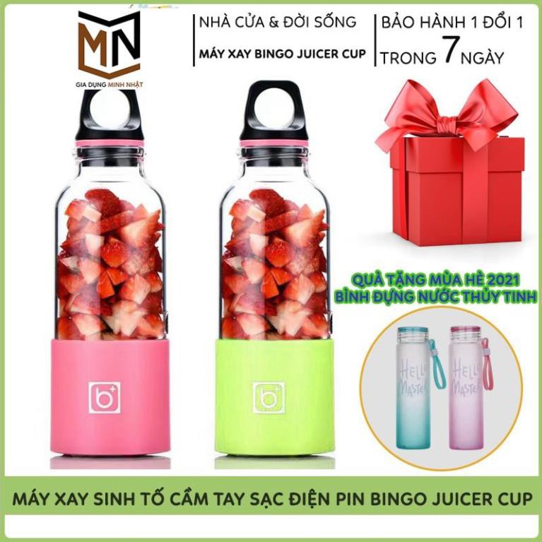 Máy Xay Sinh Tố Cầm Tay Mini Sạc Pin 4 Lưỡi BINGO JUICER CUP 500Ml, Siêu Tiện Dụng Cho Mùa Hè 2021