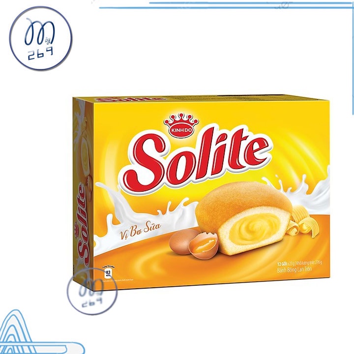 Bánh Cupcake Solite Vị Bơ Sữa - Bánh Bông Lan Kem Bơ Sữa Hộp 276gr ( 12 bánh x 23gr ) GIÁ SIÊU RẺ