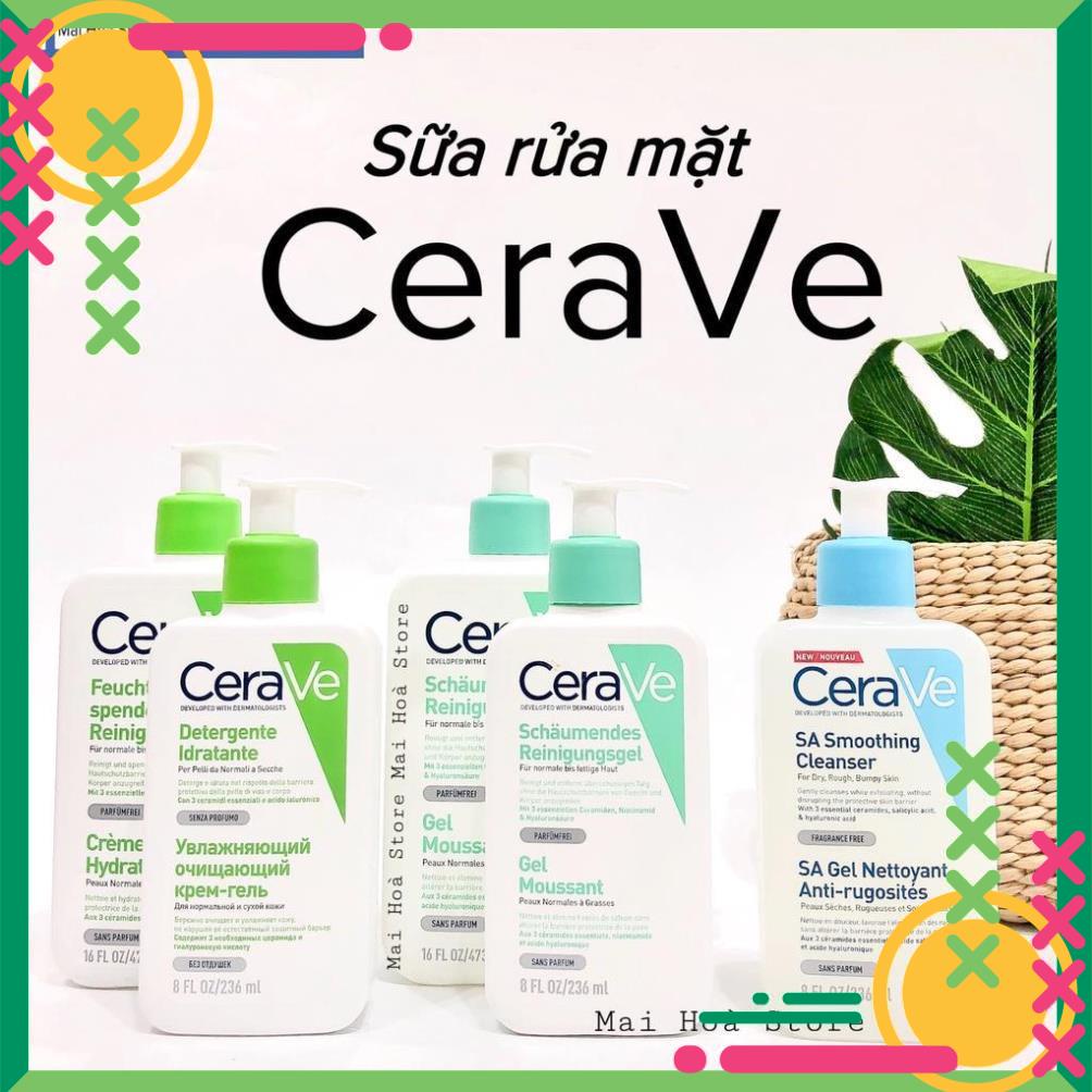 Sữa rửa mặt Cerave 236ml siêu kiềm dầu, siêu cấp ẩm cho mọi loại da, nhất là da nhạy cảm - Sỉ lẻ