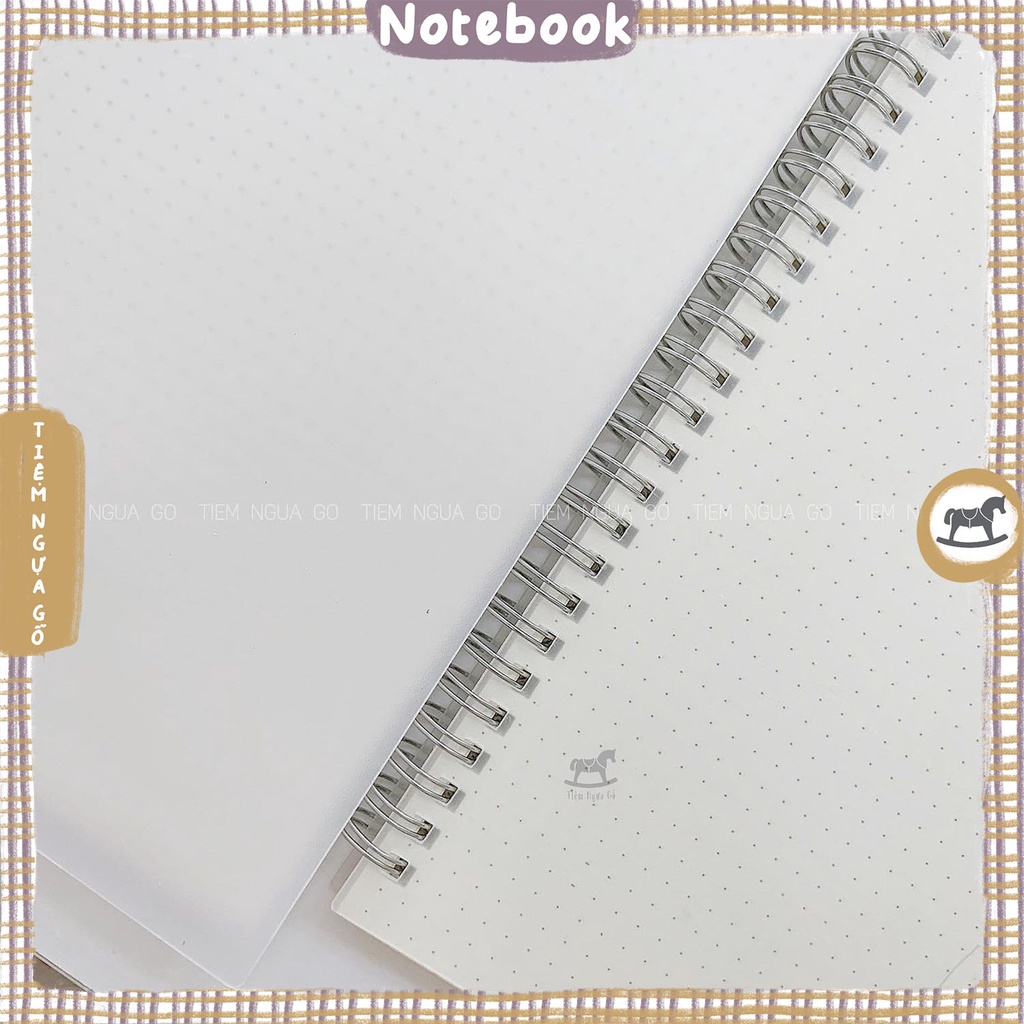 Sổ Ghi Chép Bìa PVC Gáy Lò Xo A5 B5, Sổ Lò Xo A5 B5, Sổ Tay Lò Xo Ruột Dot Grid A5 B5 - Tiệm Ngựa Gỗ