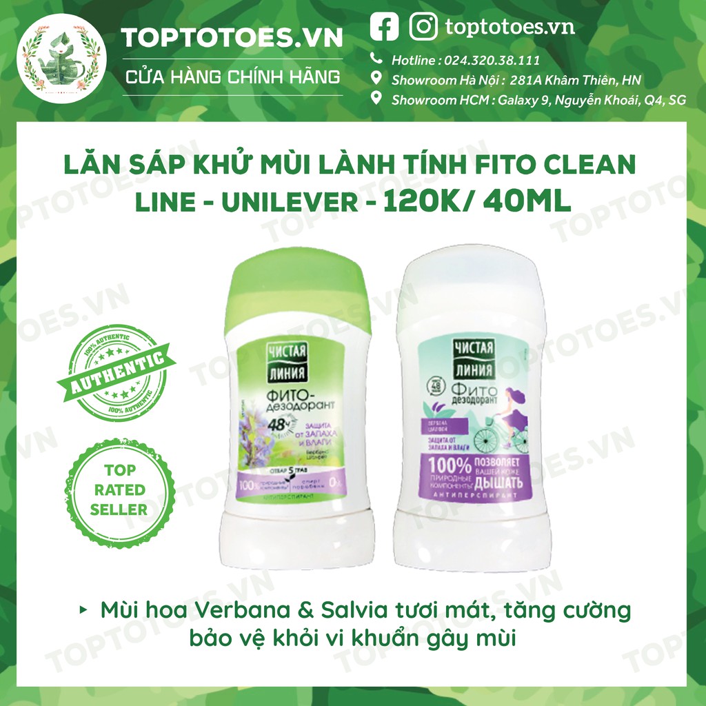 Lăn sáp khử mùi Unilever Fito Clean Line lành tính, khô thoáng