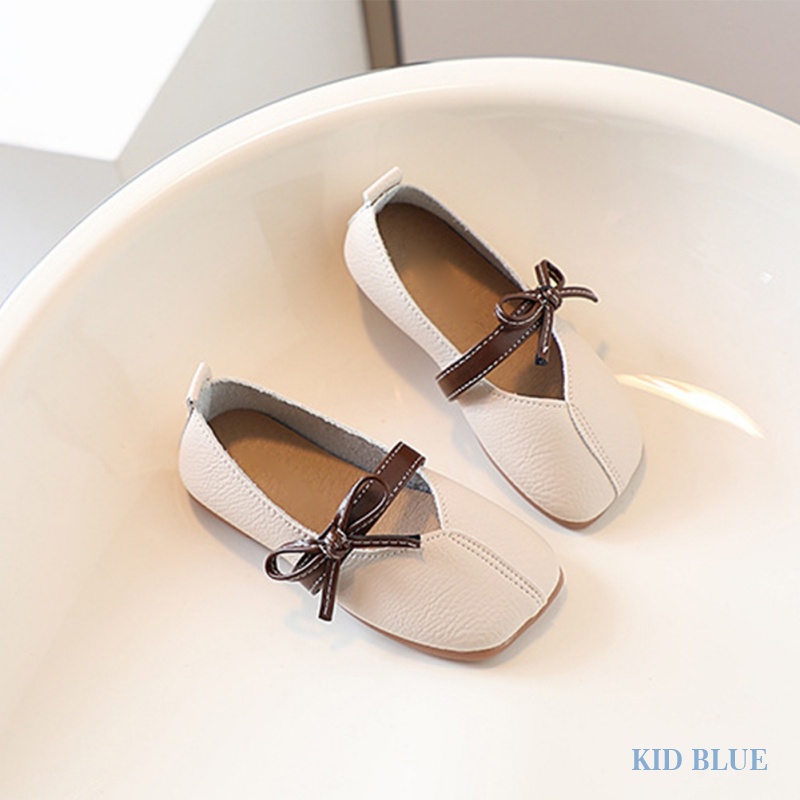 Giày Búp Bê Da Đế Mềm Đính Nơ Xinh Xắn Cho Bé Gái