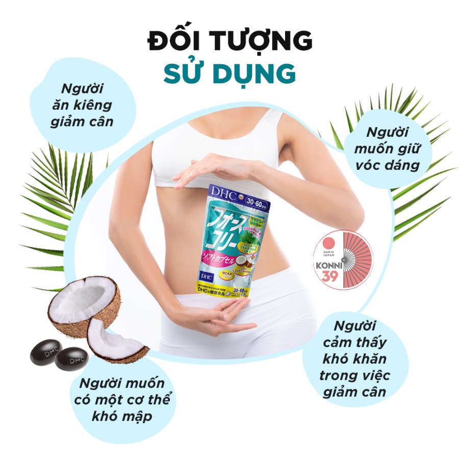 Viên uống giảm cân bổ sung dầu dừa DHC Forskohlii Soft Capsule - Konni39