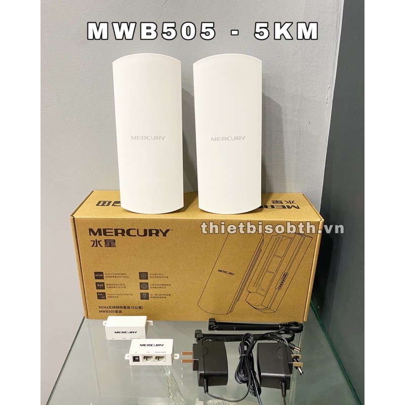 [RẺ VÔ ĐỊCH] Bộ thu phát không dây, thang máy, wifi ngoài trời tầm xa 5km - Mercury MWB505 | BigBuy360 - bigbuy360.vn