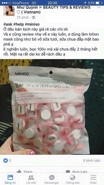 Viên nén mặt nạ Miniso Japan